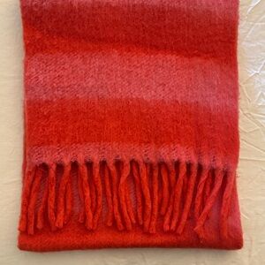 J. Crew Red and Pink Brushed Woven Scarf